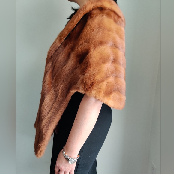 Vintage Ash Brown Red Mink Fur Stole Cape Stunning Dawes Furs Toronto - Picture 16 of 16